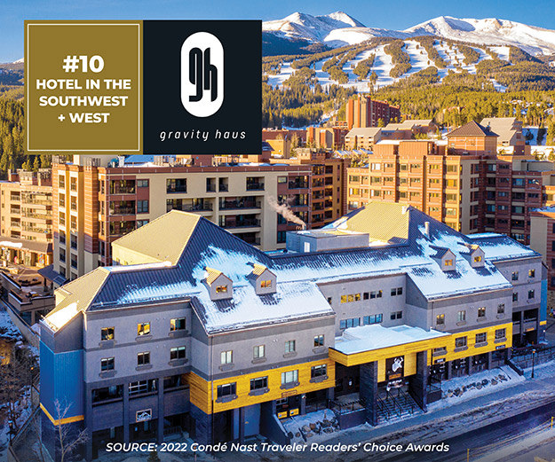 Gravity Haus Breck number-10 hotel in the West + Southwest Conde Nast Traveler Readers Choice Awards