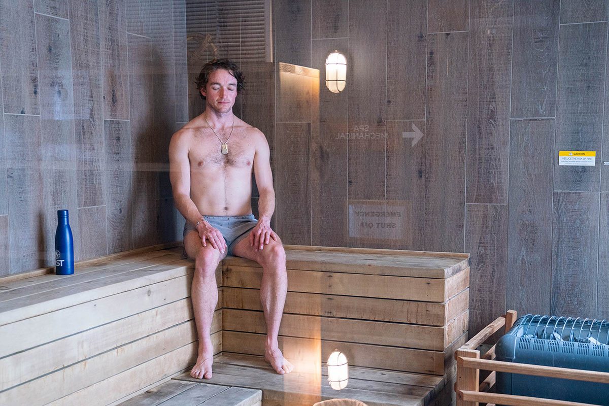 Johnny Kemps recovering in the sauna at Dryland Fitness
