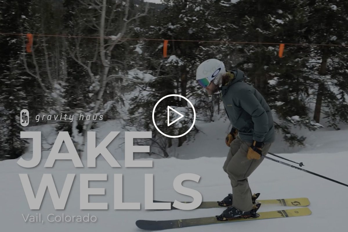 Jake Wells pushing off on alpine skis